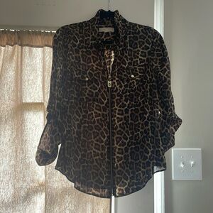 Cute animal print zip blouse